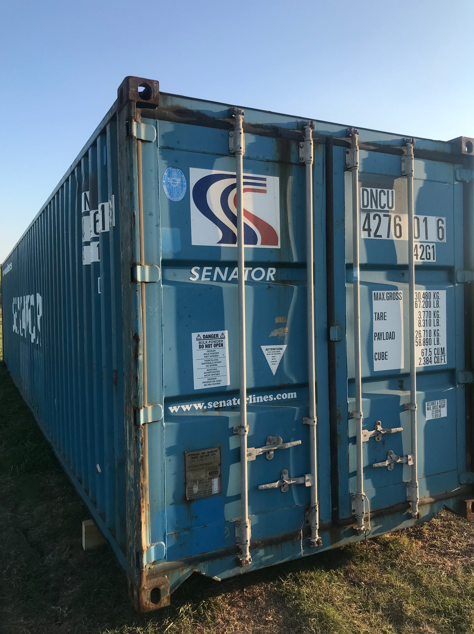 40' Standard Wind & Water Tight Container — Gray Unit